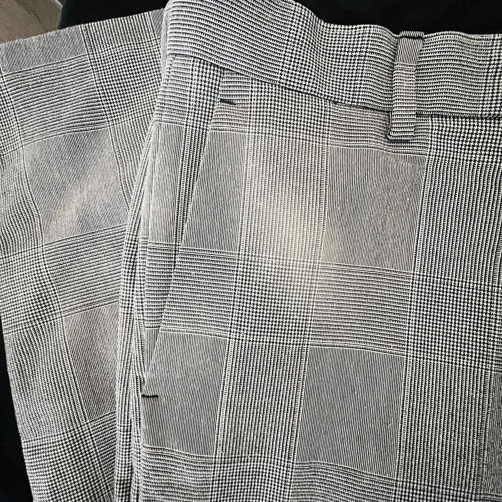 H&M Glen Plaid High Rise Tapered Trousers Size 30 Gray Career Work Pants